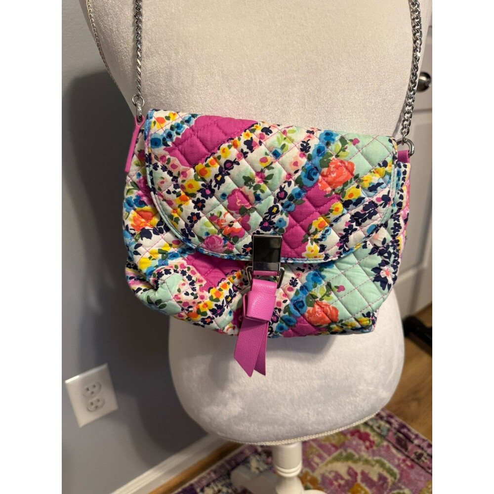 Vera Bradley Carson RFID Mini Crossbody Purse Superbloom Pink Floral Quilted Bag